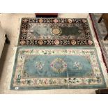 TWO CHINESE FLORAL PATTERNED RUGS, 160X80 CMS.