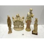 ALABASTER CLASSICAL FIGURE; 38 CMS AND 3 OTHER FIGURES.