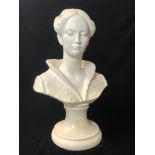 PLASTER BUST OF A LADY; 37 CMS.