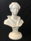 PLASTER BUST OF A LADY; 37 CMS.