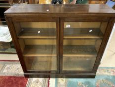 VINTAGE ENGLISH OAK GLAZED TWO-DOOR DISPLAY CABINET, 113 X 107 X 30CM