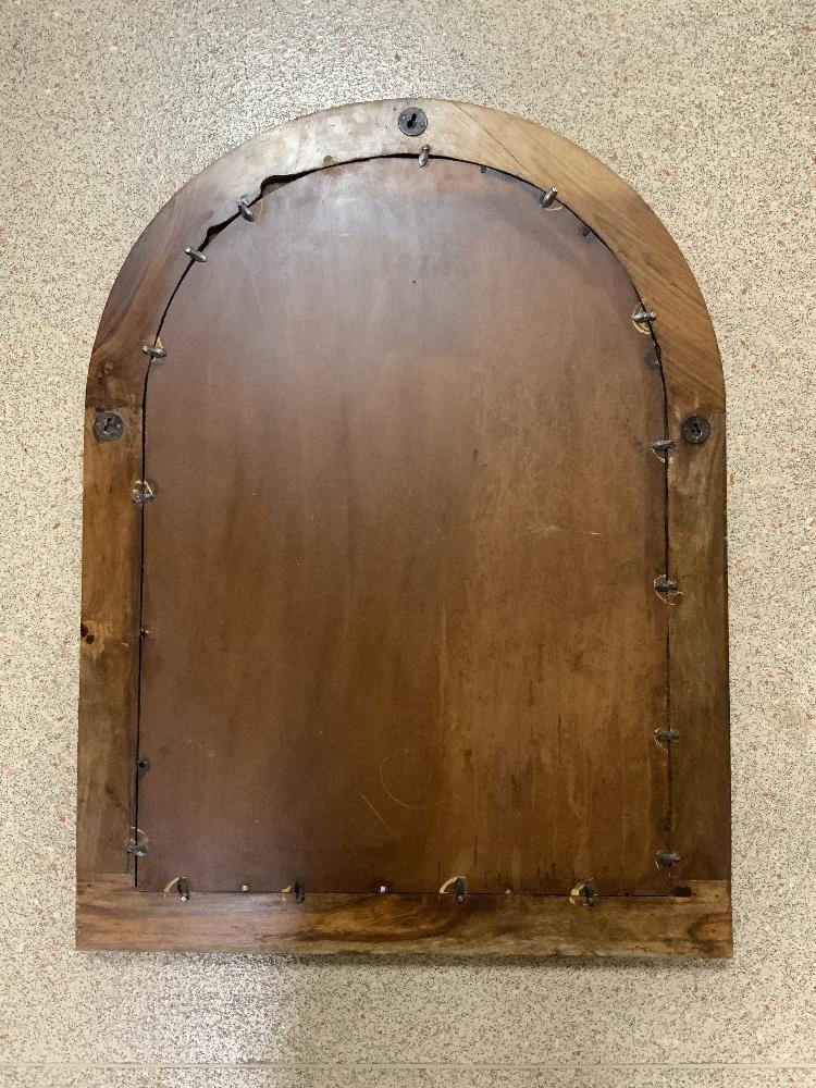 A HARDWOOD FRAMED ARCHED SECTIONAL MIRROR; 60X8O CMS. - Image 3 of 3