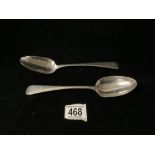 PAIR OF GEORGE III HALLMARKED SILVER TABLESPOONS BY SOLOMON HOUGHAM, SOLOMON ROYES AND JOHN EAST