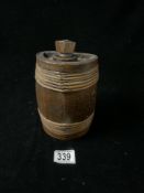 ANTIQUE WOOD AND BAMBOO HALF BARREL DRINKING VESSEL; 20CM
