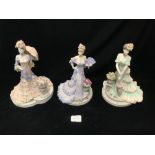 THREE COALPORT PORCELAIN FIGURES - LES PARISIENNES - MADEMOISELLE CHERIE NUMBER 1242/3000,