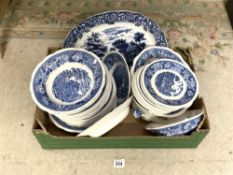 ADAMS BLUE AND WHITE 'ENGLISH SCENIC' PATTERN DINNER SERVICE.
