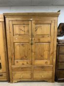 VINTAGE PINE KITCHEN CUPBOARD WITH FOUR BOTTOM DRAWERS AND INTERNAL CUPBOARD AND SHELVES 197 X 141 X