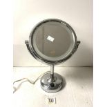 A NO 7 COSMETIC CHROME MIRROR MADE FOR THE BOOTS COMPANY, 36 CMS.