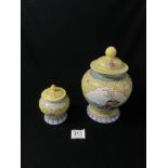 TWO EARLY 20TH CENTURY CHINESE TEA JARS LARGEST; 26CM