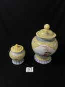 TWO EARLY 20TH CENTURY CHINESE TEA JARS LARGEST; 26CM