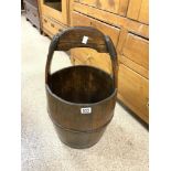 EARLY WOOD AND METAL PEAT BUCKET 62CM