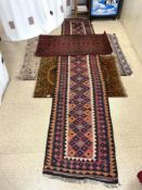 FOUR RUGS INCLUDES HANDMADE KELIM RUG LARGEST 186 X 142CM