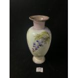 DOULTON LAMBERT WISTRIA PATTERN VASE DECORATED MARY M S LILLEY, CHIP TO BASE; 30 CMS,