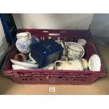 ROYAL WORCESTER ST PAULS CATHEDRAL CUP AND SAUCER IN BOX, MAJOLICA JUG AND OTHER CERAMICS.