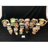 QUANTITY OF CHARACTER MUGS, TOBY JUGS AND OTHER ITEMS.