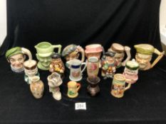 QUANTITY OF CHARACTER MUGS, TOBY JUGS AND OTHER ITEMS.
