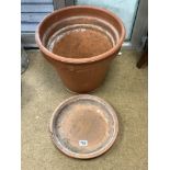 CIRCULAR TERRACOTTA PLANTER WITH BASE, 44 CMS DIAMETER.