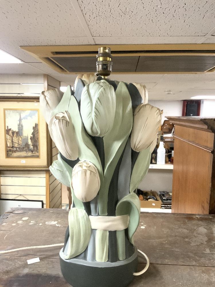 A CERAMIC TABLE LAMP IN THE FORM OF A BUNCH OF FLOWERS; 42 CMS. - Image 2 of 2