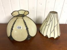 TWO STAINED GLASS TIFFANY STYLE LIGHT SHADES