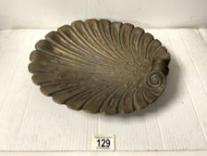 GERMAN METAL SHELL SHAPED DISH, SIGHNED ON REVERS - F HORNEMANN BERLIN, 34X29 CMS.