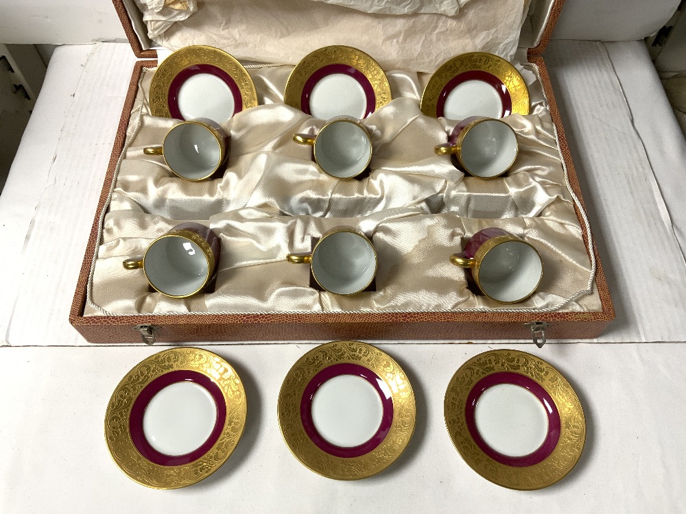 ROYAL LIMOGES GOLD LEAF BORDERED COFFEE CUPS AND SAUCER SETS IN CASES. - Image 5 of 5