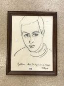 A CHARCOAL PORTRAIT OF A YOUNG MAN, BEARING SIGNATURE JOHN LE JANVIER? 1957; 46X62 CMS.