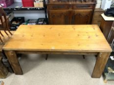 LARGE COUNTRY PINE THREE SECTION DINING TABLE 183 X 88 X 79CM