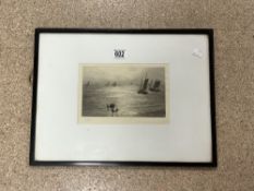 W WYLLIE - ETCHING OF FISHING BOATS; 25X16.