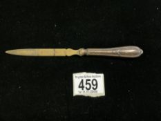 EARLY LETTER OPENER MARKED WATERLOO ON BLADE; 19CM