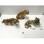 A ROYAL DUX PORCELAIN FIGURE OF A TIGER, ITALIAN MADE PORCELAIN TIGER AND ANOTHER.