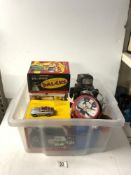 VINTAGE TINPLATE TOY ROBOT, A/F, DR WHO DALEK TOY IN ORIGINAL BOX MADE BY LOUIS MARX & CO LTD,