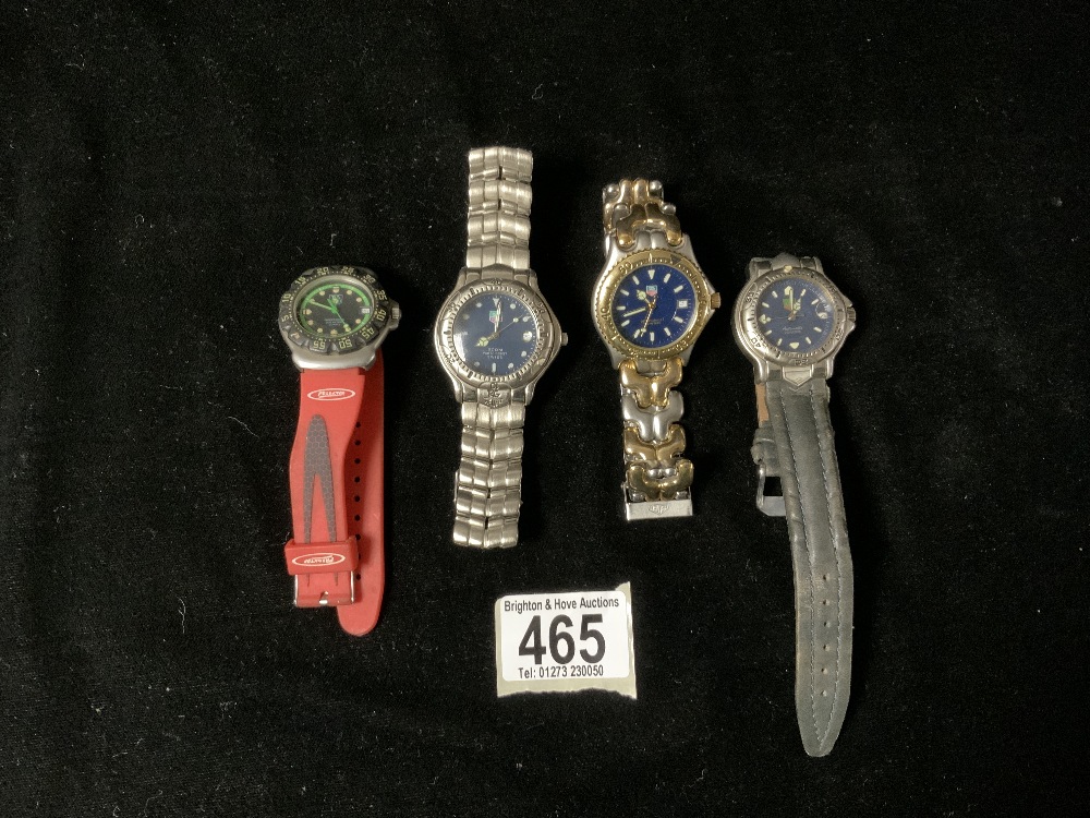 FOUR TAG-STYLE WATCHES, AUTOMATIC, PROFESSIONAL AND MORE