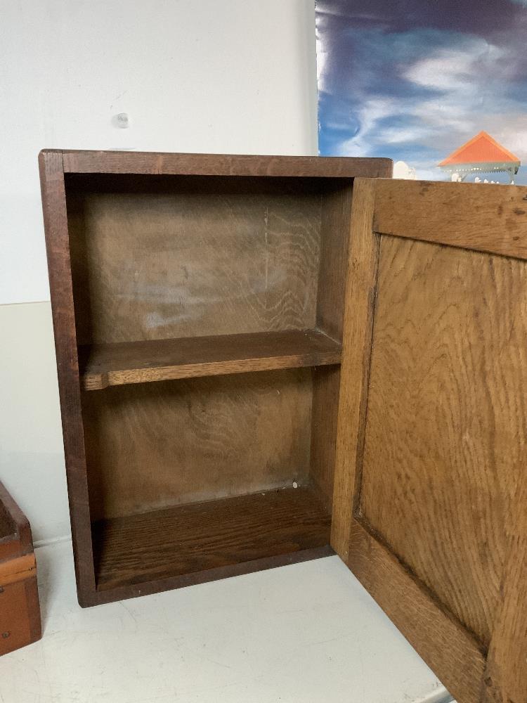 SMALL OAK MEDICINE CABINET, AND A MAHOGANY BOX. - Image 2 of 3