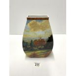 BORDER FINE ARTS PORCELAIN PICTURE VASE ' VIEW AT CHARTWELL ' BY WINSTON CHURCHILL; 27 CMS.