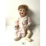 VINTAGE GERMAN BISQUE HEADED DOLL.