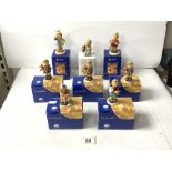 EIGHT BOXED HUMMELL FIGURES - GUIDING ANGEL, CHRISTMAS GIFT AND 6 OTHERS.