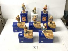 EIGHT BOXED HUMMELL FIGURES - GUIDING ANGEL, CHRISTMAS GIFT AND 6 OTHERS.