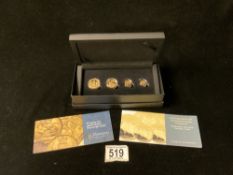 2023 KING CHARLES III, FOUR COIN SOVEREIGN PRESTIGE SET; IN BOX.