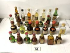 TWENTY-EIGHT MINIATURES OF LIQUORS AND SPIRITS, (3 EMPTY)