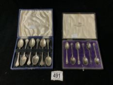 SET 6 HALLMARKED SILVER TEA SPOONS IN CASE; SHEFFIELD, 1908, WILLIAM GALLIMORE & SONS; 79 GRAMS