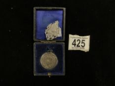 HALLMARKED SILVER FOB DATED 1904 WITH A HALLMARKED SILVER MINIATURE COMPACT