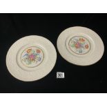 TWO VINTAGE HAND PAINTED WEDGWOOD DECORATIVE PLATES; 28.5CM