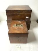 THREE VICTORIAN MAHOGANY BOXES.