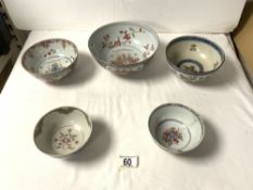 TWO CHINESE PORCELAIN MATCHING BOWLS; 19 CMS LARGEST AND 3 OTHER CHINESE PORCELAIN BOWLS.