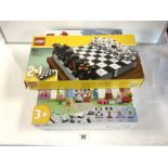 LEGO CHESS SET 40174 IN BOX, AND LEGO DUPLO 3 IN 1 MAGICAL CASTLE 10998.