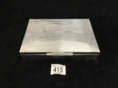 LARGE RECTANGULAR CIGARETTE BOX STAMPED 925; WITH ENGINE TURNED LID; 22 CMS.