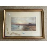 WATERCOLOUR OF A COASTAL SCENE AND PIER, SIGNED H ENOCK, 44X24 CMS.