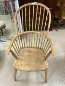 ELM AND ASH WINDSOR ARMCHAIR CG STAMPED TO THE BACK