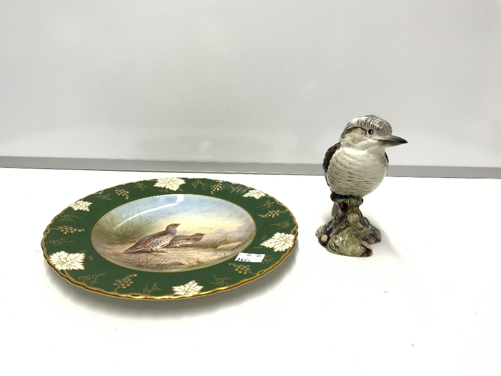 VINTAGE BESWICK BIRD 1159 15CM WITH A ROYAL CROWN DERBY DECORATIVE PLATE BY D BIRBECK (PARTRIDGE) - Image 3 of 5