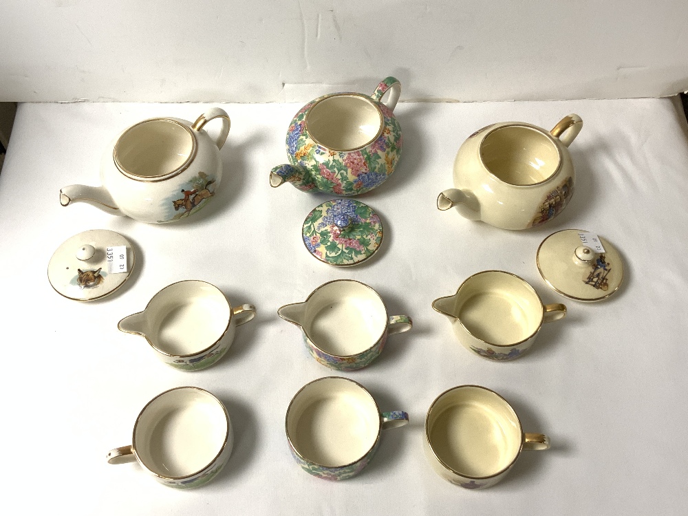 ROYAL WINTON GRIMWADES BATCHELORS TEA SET WITH HUNTING SCENE AND TWO OTHERS; FLORAL AND VICTORIAN - Image 3 of 4